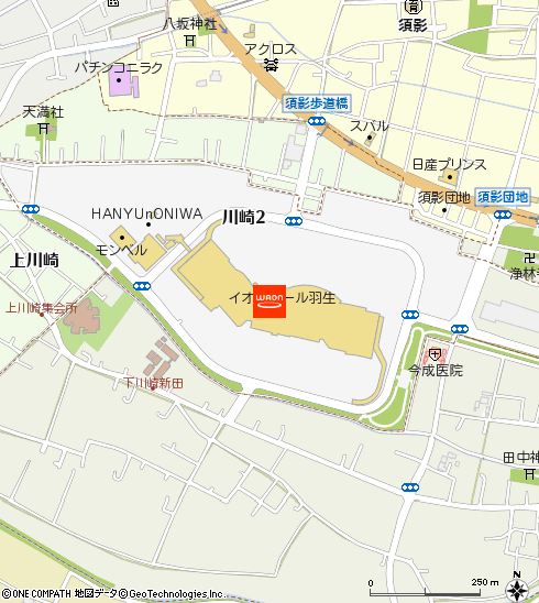 イオン羽生店付近の地図
